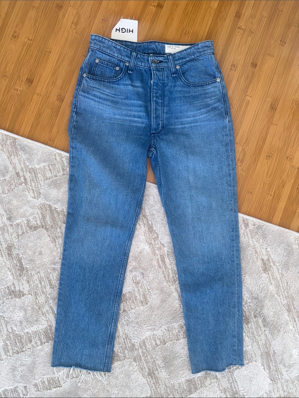 rag & bone Slim Straight Jeans in Blue Wash